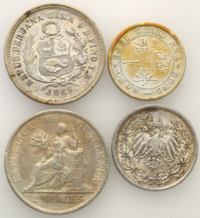 Świat monety SREBRO zestaw 4 sztuk st.3+