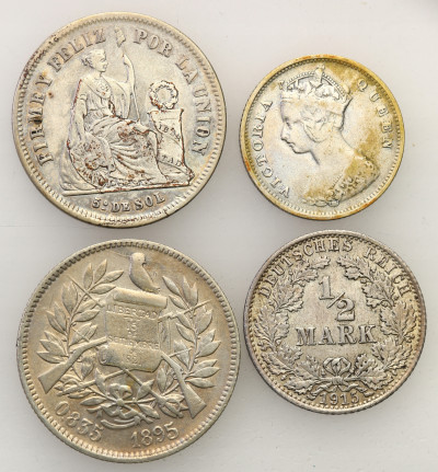 Świat monety SREBRO zestaw 4 sztuk st.3+