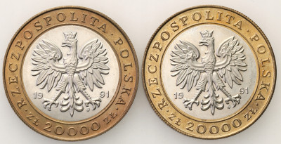20 000 złotych 1991 bimetal Mennica 2 szt. st.L