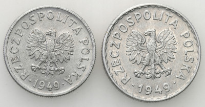 50 groszy + 1 złoty 1949 Al lot 2 sztuk st.1-