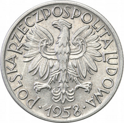 PRL 5 złotych 1958 Rybak st.3+