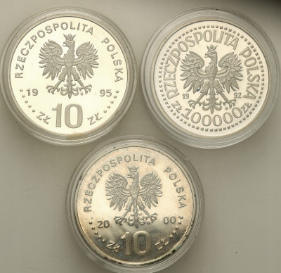 III RP zestaw 3 monet srebrnych - różne st.L/L-