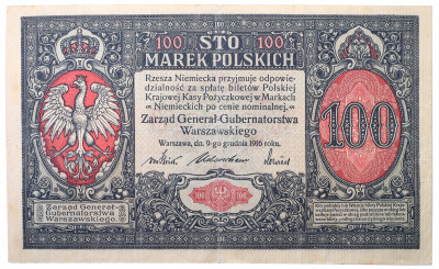 Banknot 100 Marek Polskich 1916 Generał... st.3