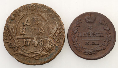 Rosja 1/2 kopiejki 1748 + 1819 miedź 2 szt. st.3+