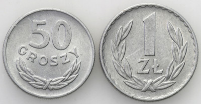 50 groszy + 1 złoty 1949 Al lot 2 sztuk st.1-