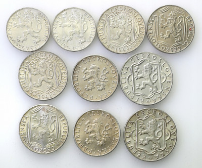 Czechosłowacja monety srebrne 10 sztuk st.1/1-