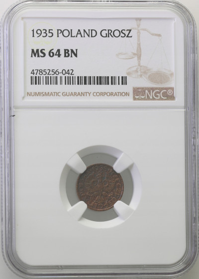 II RP 1 grosz 1935 NGC MS64 BN