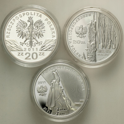20 złotych 2011 - zestaw 3 sztuk różne st.L