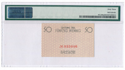 Banknot Getto Łódź 50 Pfennig 1940 PMG 63
