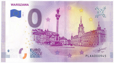 Banknot 0 Euro Warszawa - tylko 5000 egzemplarzy!