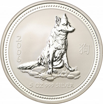 Australia 8 dolarów 2006 rok psa SREBRO 5 uncj stL