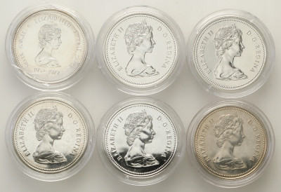 Kanada 1 dolar 1972-1977 SREBRO 6 szt. st.1