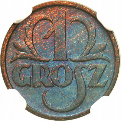 II RP 1 grosz 1935 NGC MS65 BN