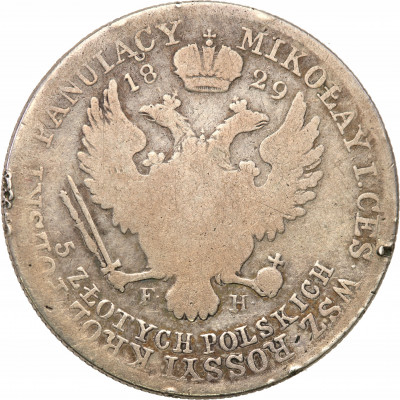Polska 5 złotych 1829 FH Mikołaj I st.3-