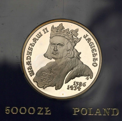 PRL 5000 złotych 1989 Jagiełło popiersie st.L