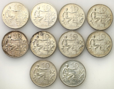 Czechosłowacja monety srebrne lot 10 sztuk st,2