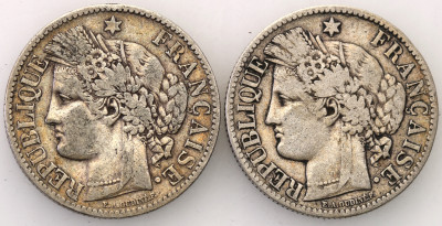 Francja 2 franki 1881 + 1887 lot 2 szt. st.3