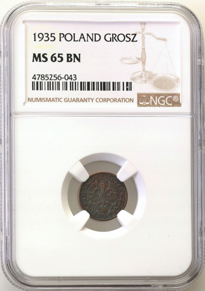 II RP 1 grosz 1935 NGC MS65 BN