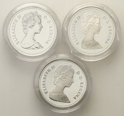 Kanada 1 dolar 19780-1987 SREBRO 3 szt. st.1/L