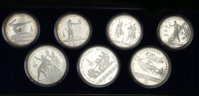 Rosja, Olimpiada Moskwa 1980 zestaw 7 monet srebro