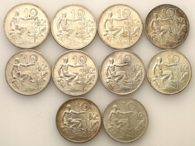 Czechy monety srebrne lot 10 sztuk st.2