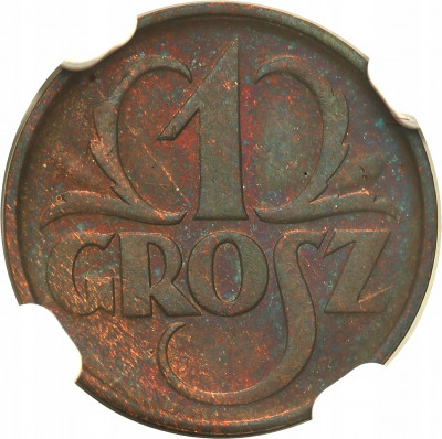 II RP 1 grosz 1935 NGC MS64 RB