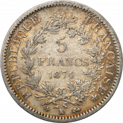 Francja 5 franków 1874 K st.3+