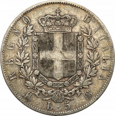 Włochy 5 lirów 1872 st.3+