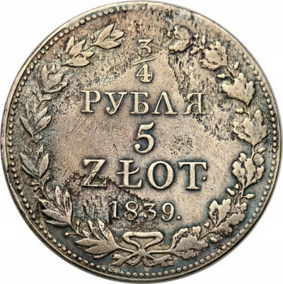 3/4 Rubla = 5 złotych 1839 MW Mikołaj I st.3-