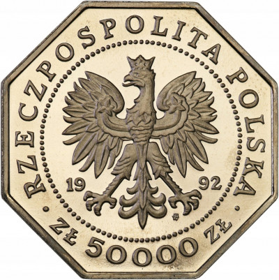 III RP. PRÓBA Nikiel 50 000 złotych 1992 Virtuti