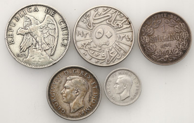 Świat monety srebrne różne 5 szt. st.3