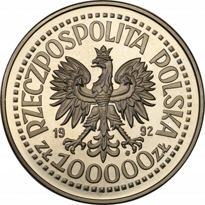 III RP. PRÓBA Nikiel 100 000 złotych 1992 Korfanty