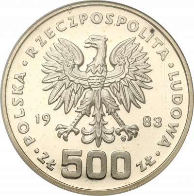 PRÓBA Srebro 500 złotych 1983 Sarajewo GCN PR70