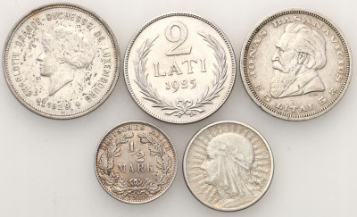Europa monety srebrne różne 5 szt. st.3/3+