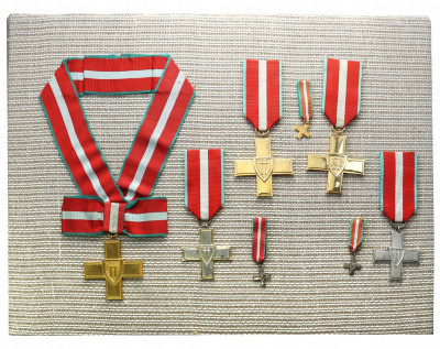 Krzyże Grunwaldu z miniaturkami różne klasy