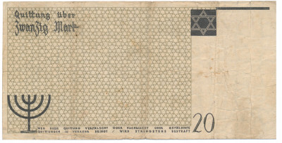 Banknot Getto Łódź 20 marek 1940 st.3