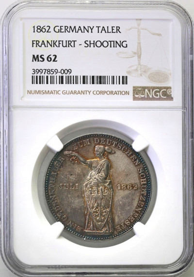 Niemcy. Talar 1862, Frankfurt NGC MS62
