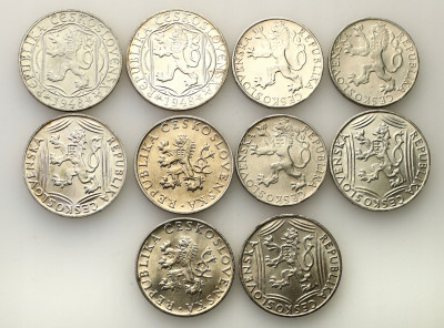 Czechosłowacja monety srebrne 10 sztuk st.1/1-
