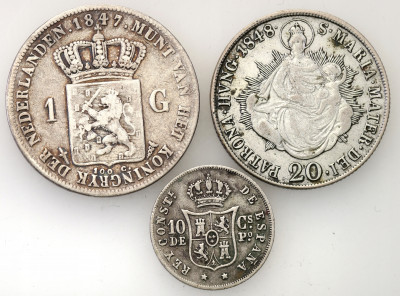 Europa monety różne SREBRO lot 3 szt. st.3