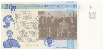 Banknot testowy PWPW Ignacy Matuszewski 2016 UNC