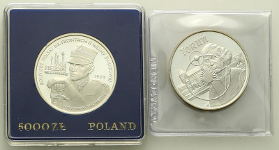 5000 złotych 1989 SREBRO 2 szt. RZADSZE st.L