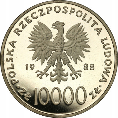 10.000 złotych 1988 Jan Paweł II cienki krzyż st.L