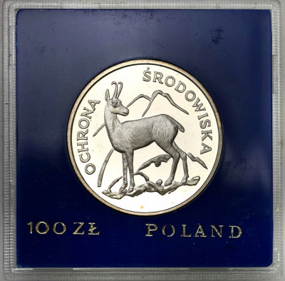 PRL 100 złotych 1979 kozica SREBRO st.L