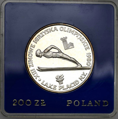 PRL 200 złotych 1980 Lake Placid znicz SREBRO st.L