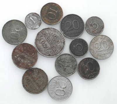 Polska monety 1916-1918 żelazo 13 sztuk St.3