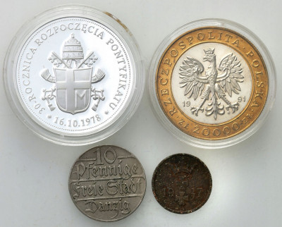 Polska monety różne 4 sztuki (m. in. Jan Paweł II)