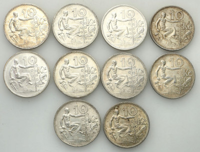 Czechosłowacja monety srebrne lot 10 szt. st.2