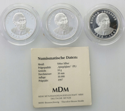Niemcy medal Konrad Adenauer 1997 3szt St.L