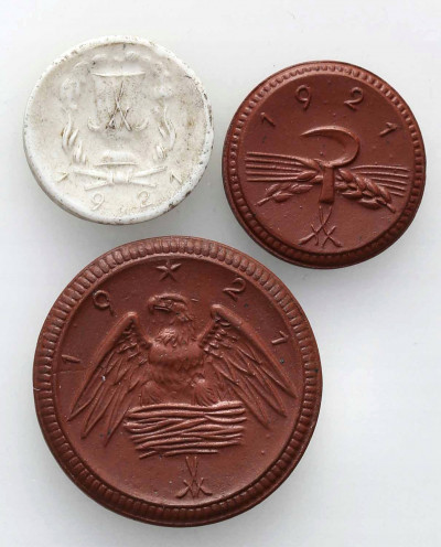 Niemcy Saksonia notgeldy 3 sztuki porceloana St.2