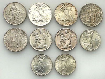 Czechosłowacja monety srebrne lot 10 szt. st.1/2+